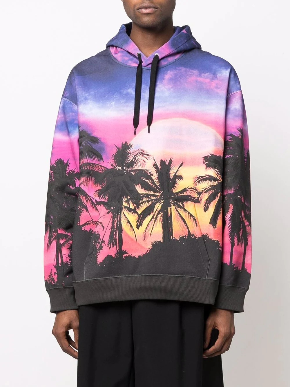 Palmscape-print drawstring hoodie - 3