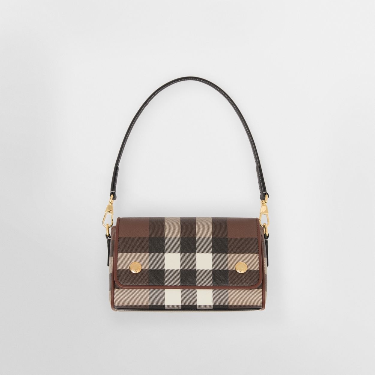 Check and Leather Crossbody Bag - 4