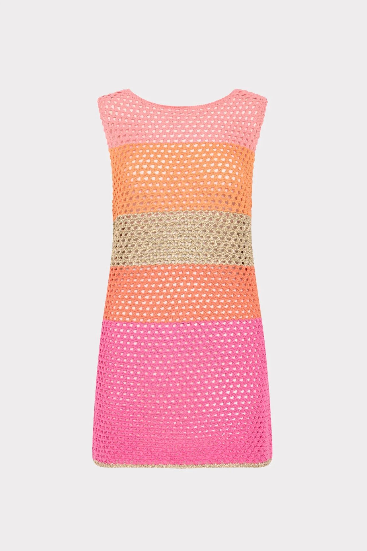 Open Stitch Boat Neck Mini Dress - 1