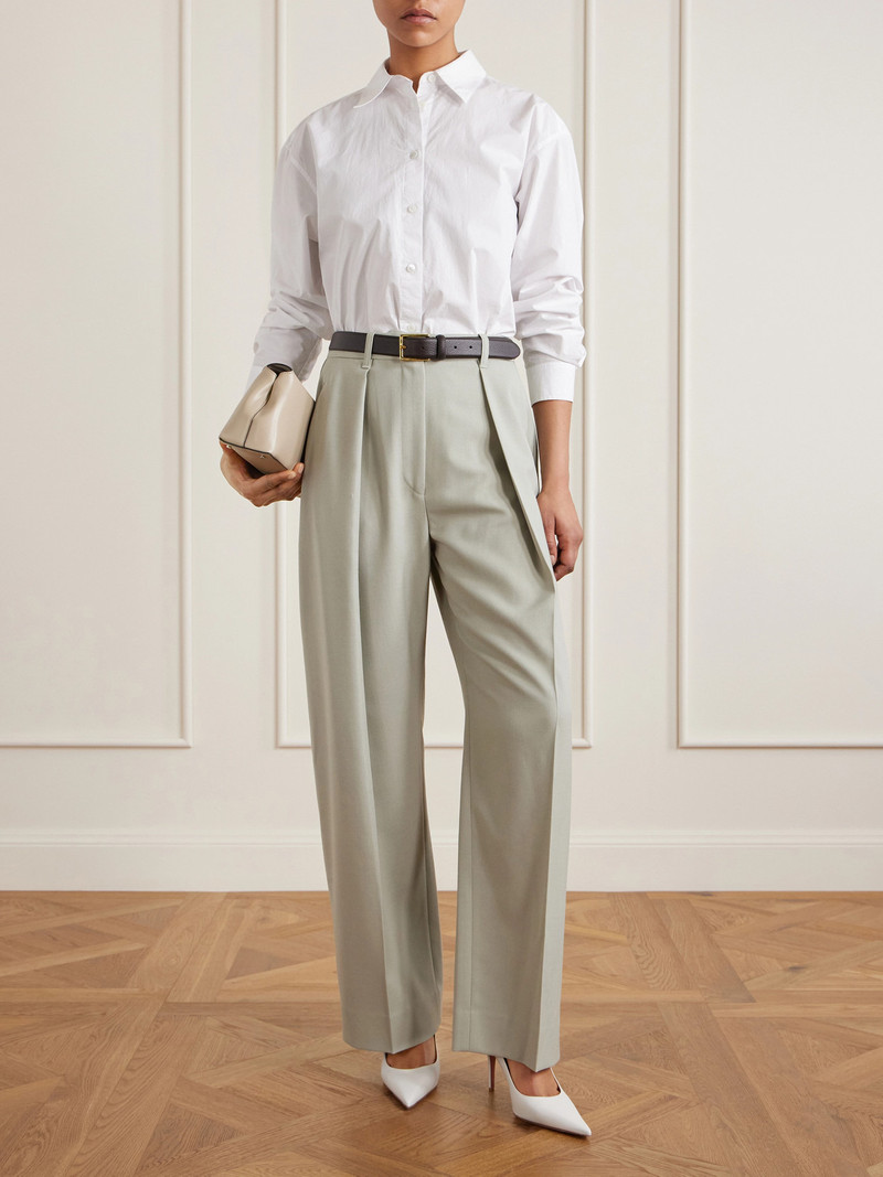 Victoria Beckham Pleated Grain De Poudre Wide-leg Pants outlook