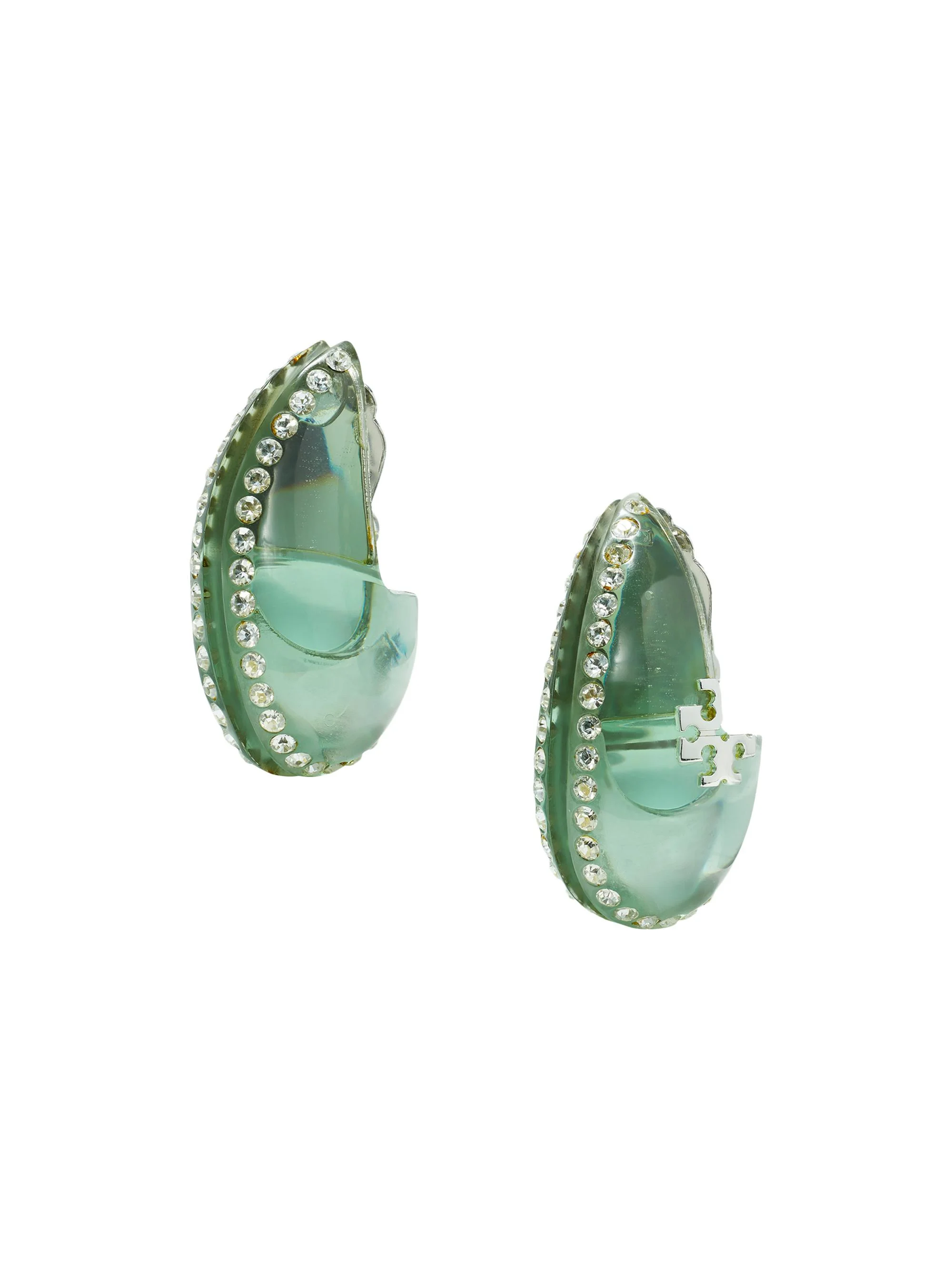 Women's Wave Goldtone Earrings - Tory Silver Sky Crystal - 1