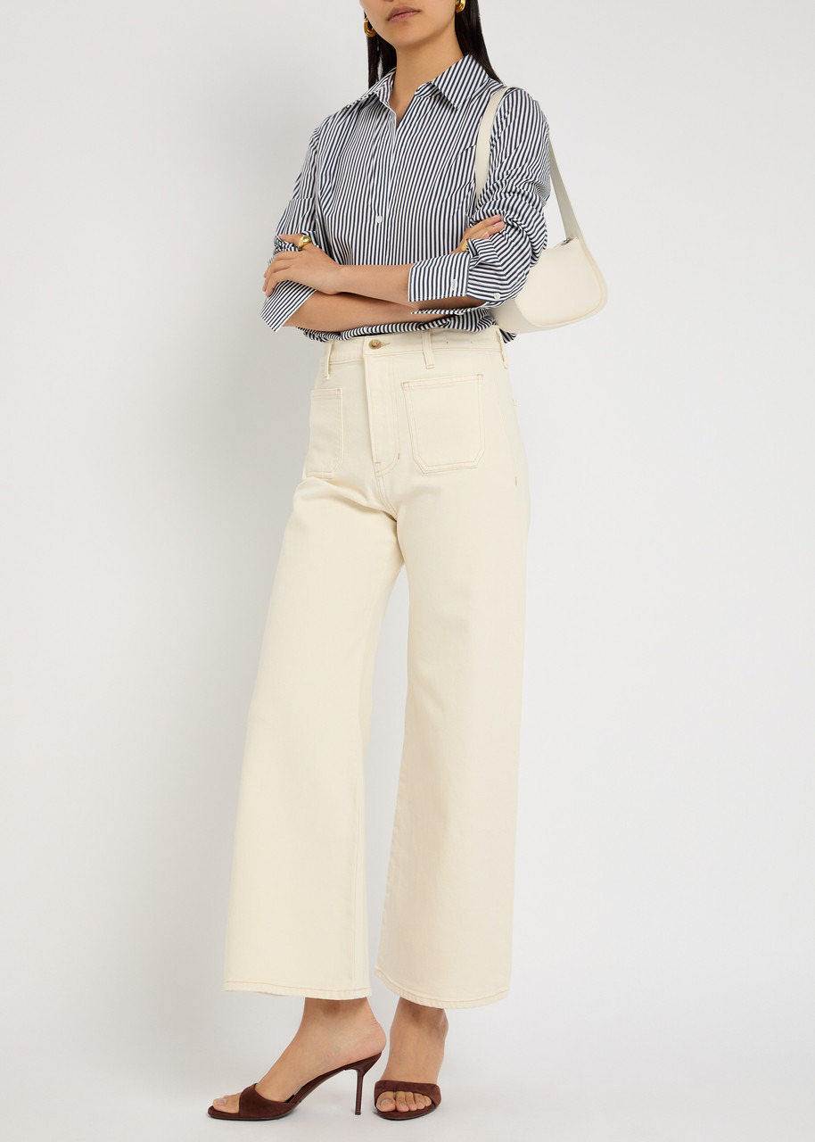 Veronica Beard Grant Crop Wide-leg Jeans - 4