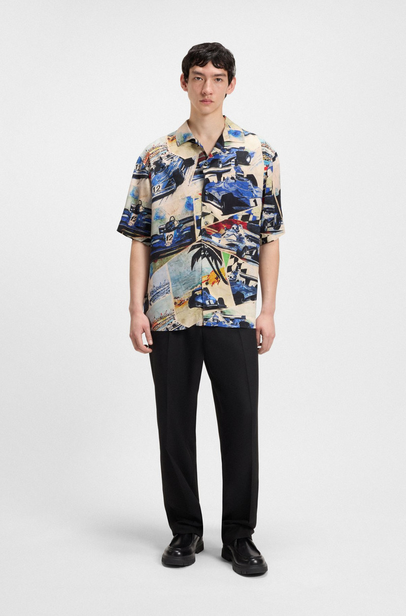 HUGO OVERSIZE-FIT SHIRT WITH VINTAGE RACING PRINT outlook