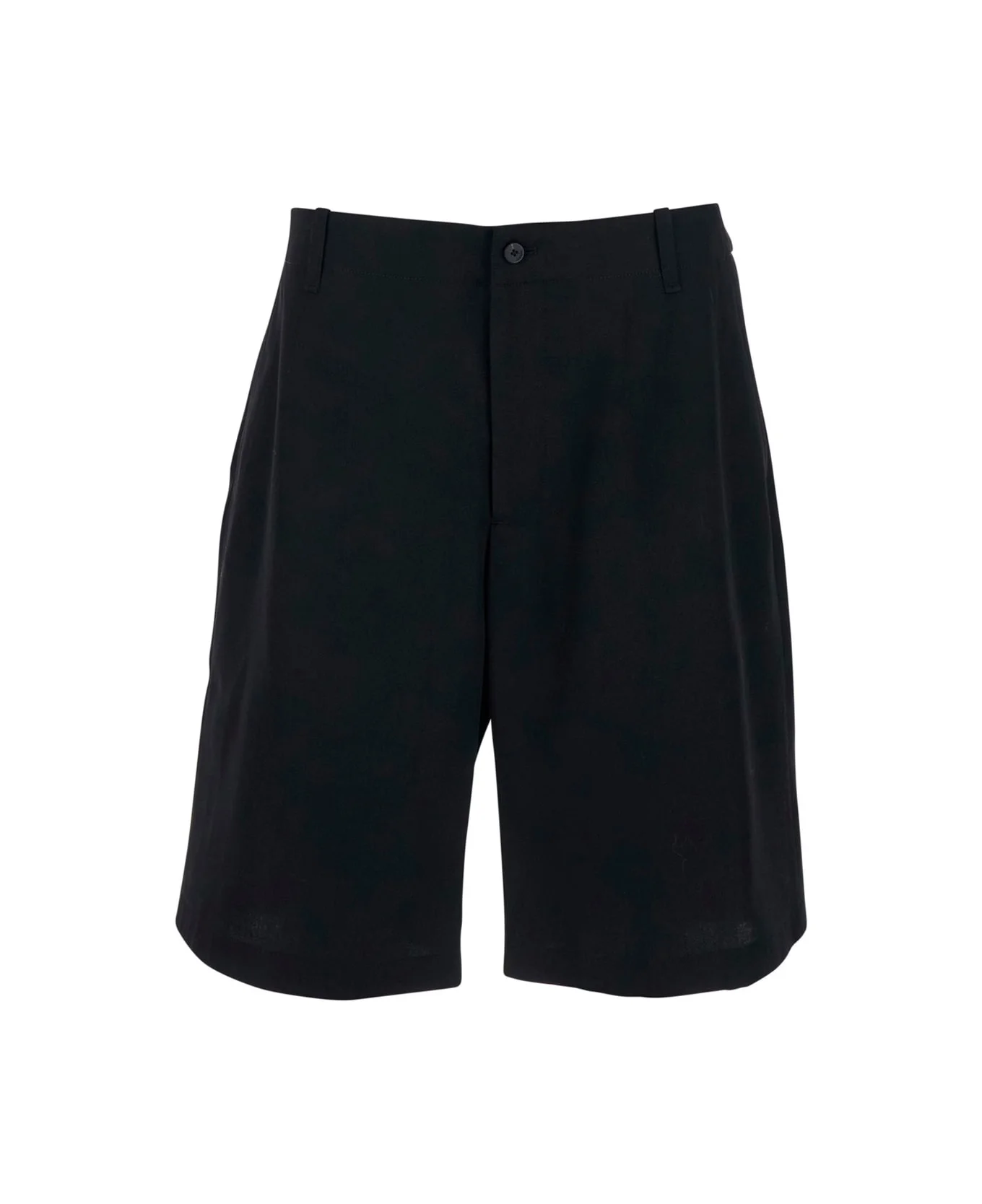 'le Short Camargue' Black Bermuda Pants With Wide Leg And Belt Loops In Wool Man - 1