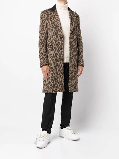 AMIRI brushed leopard-print single-breasted coat outlook