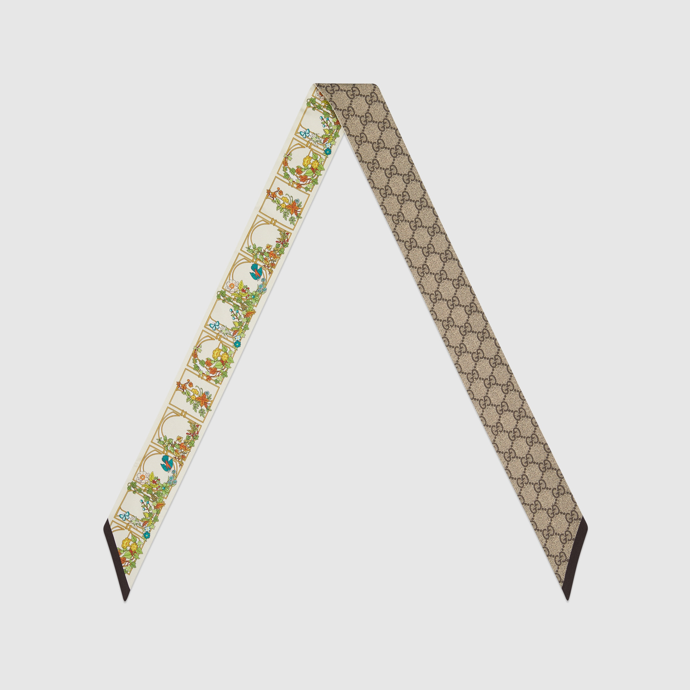 Animal and floral print silk neck bow - 4