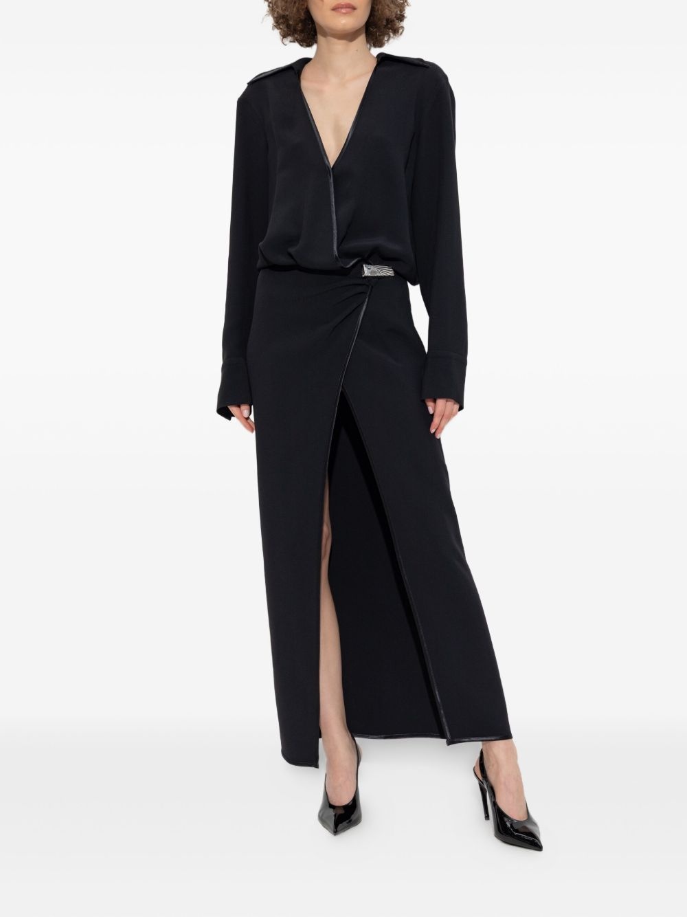 wrap-front split dress - 3