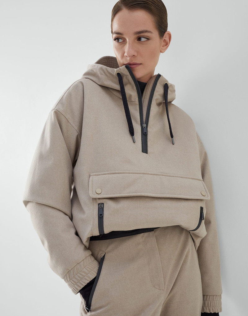 Bonded wool flannel mountain anorak with Thermore® padding and monili 4