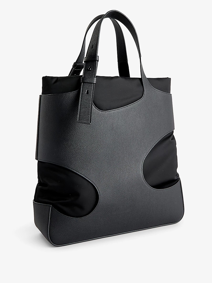 Cut-out leather tote bag - 3