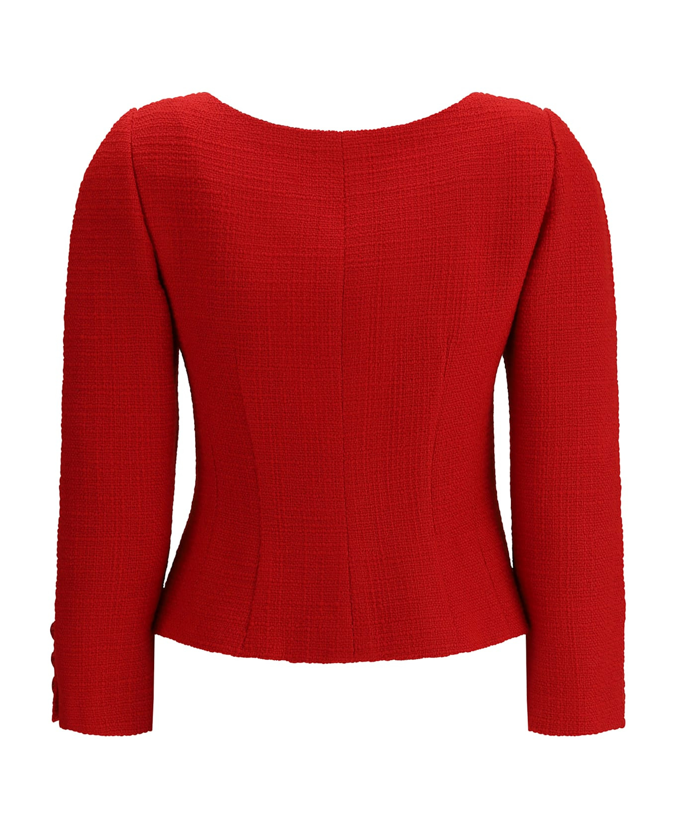 Short Jacket In Plain Wool Tweed - 2