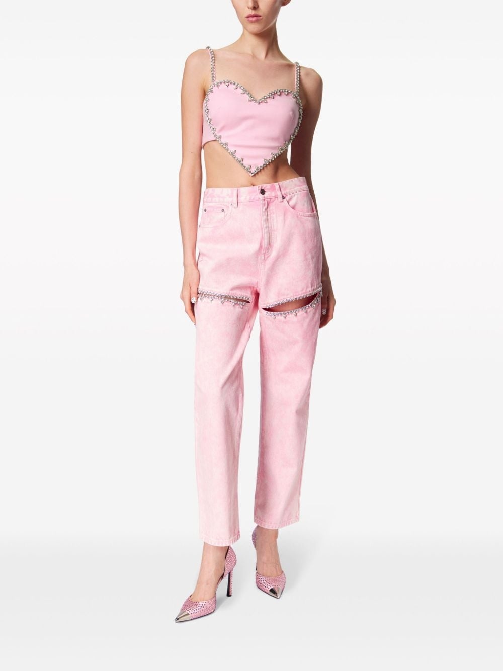crystal-embellished high-rise straight-leg jeans - 2