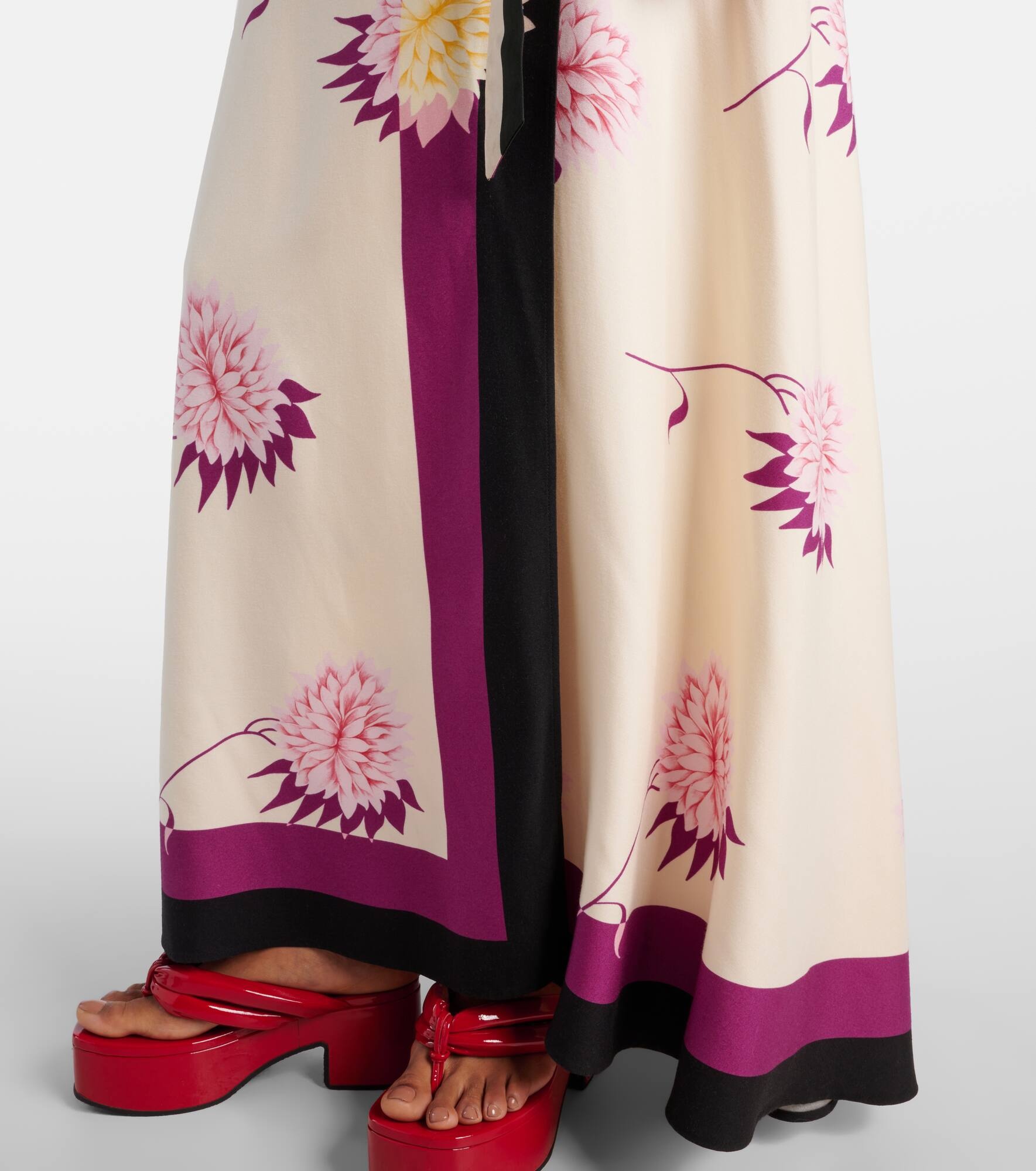Floral silk twill wrap dress - 6