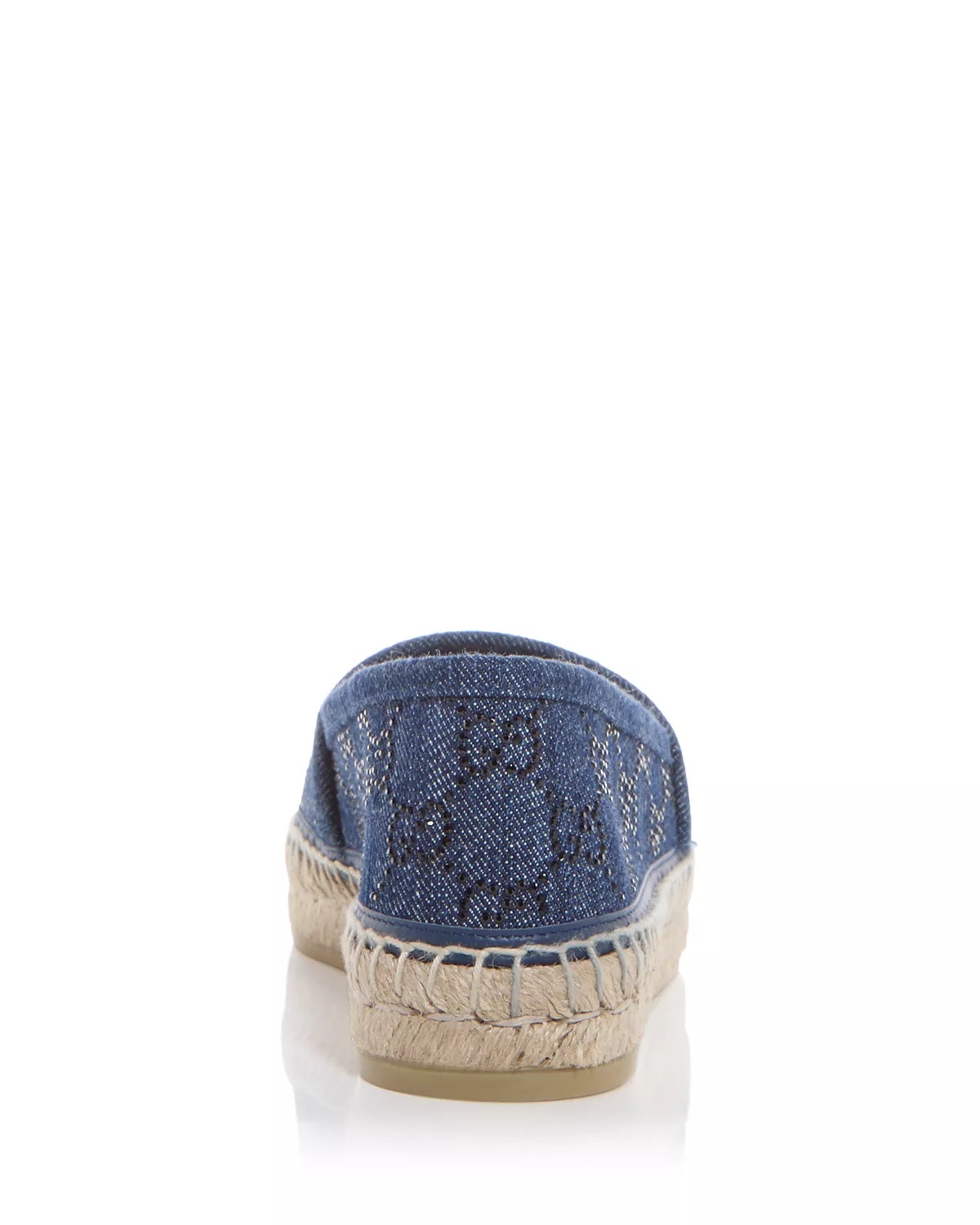 フラットシューズ Crystal-embellished Denim Espadrille Slides GUCCI Women's Embellished Denim Espadrille Flats