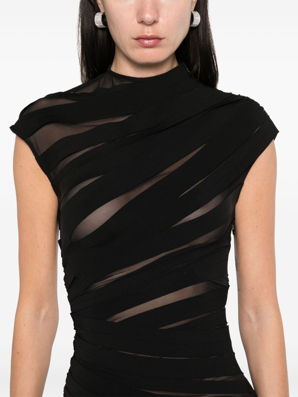 ruched sheer mini dress - 5