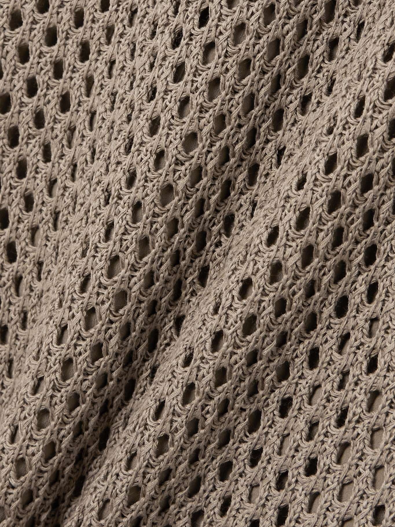 Belted open-knit cotton midi dress - 4