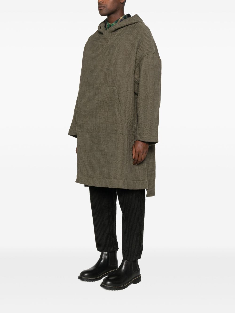 hooded long-sleeved coat - 3