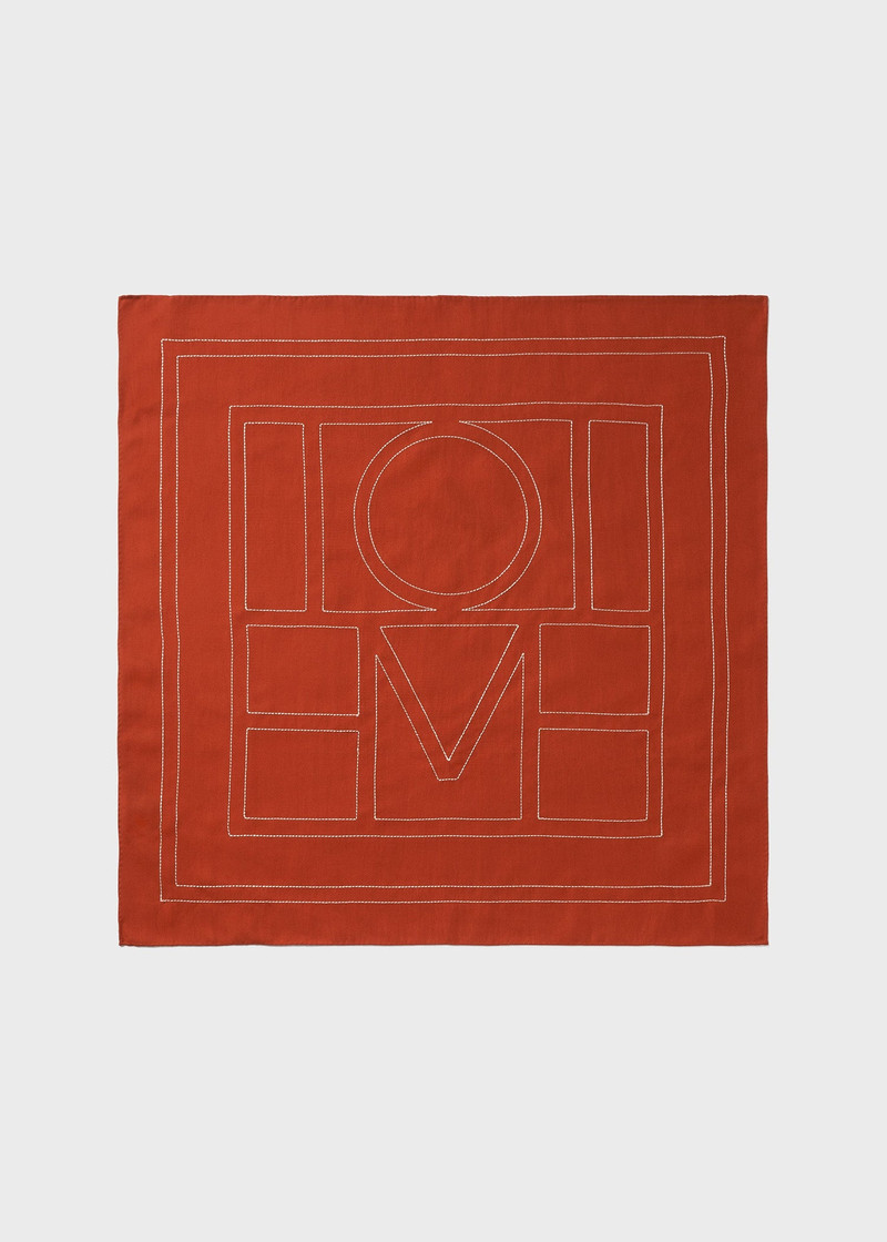 Embroidered monogram silk scarf bloody mary 5