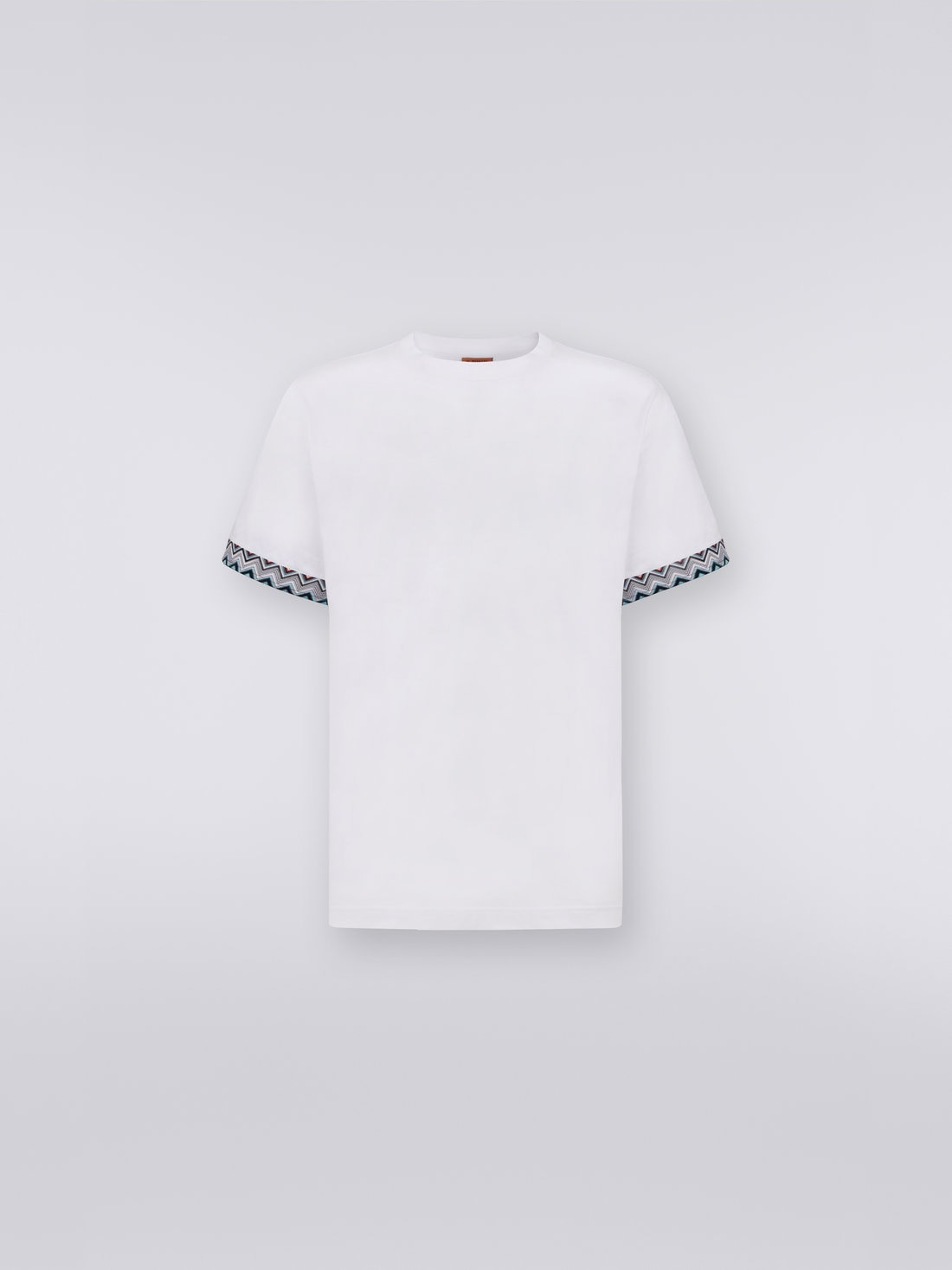 Cotton crew-neck T-shirt with knitted insert - 1