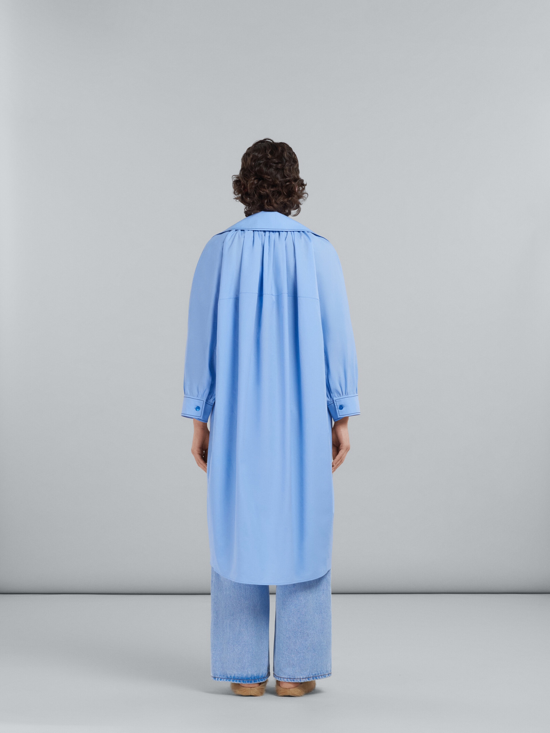 LIGHT BLUE BIO COTTON DRESS WITH EMBROIDERED LOGO - 3