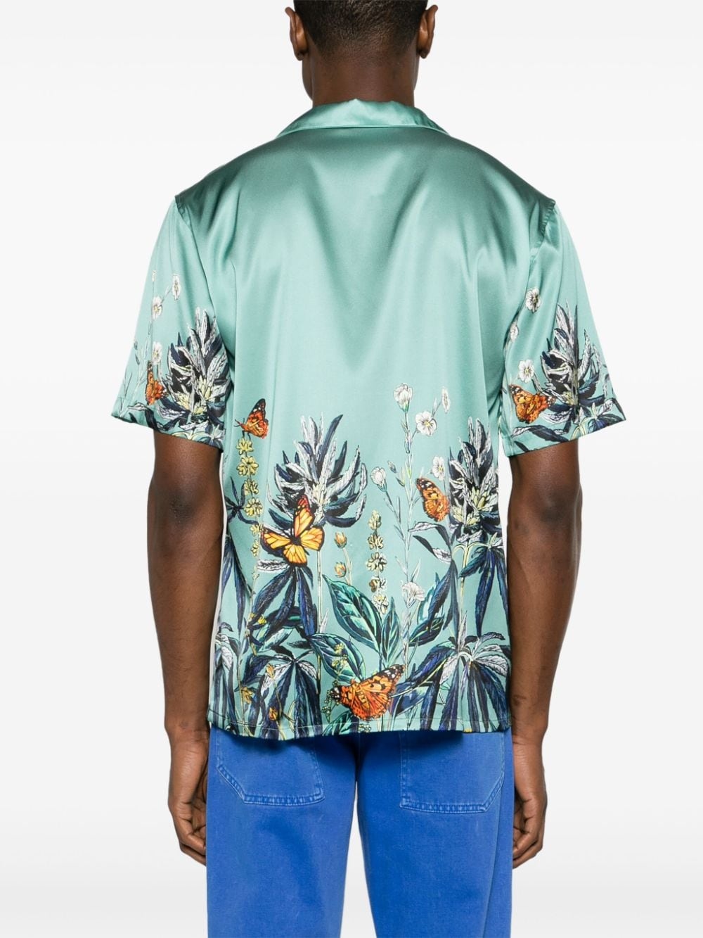 Botanical camp-collar satin shirt - 4