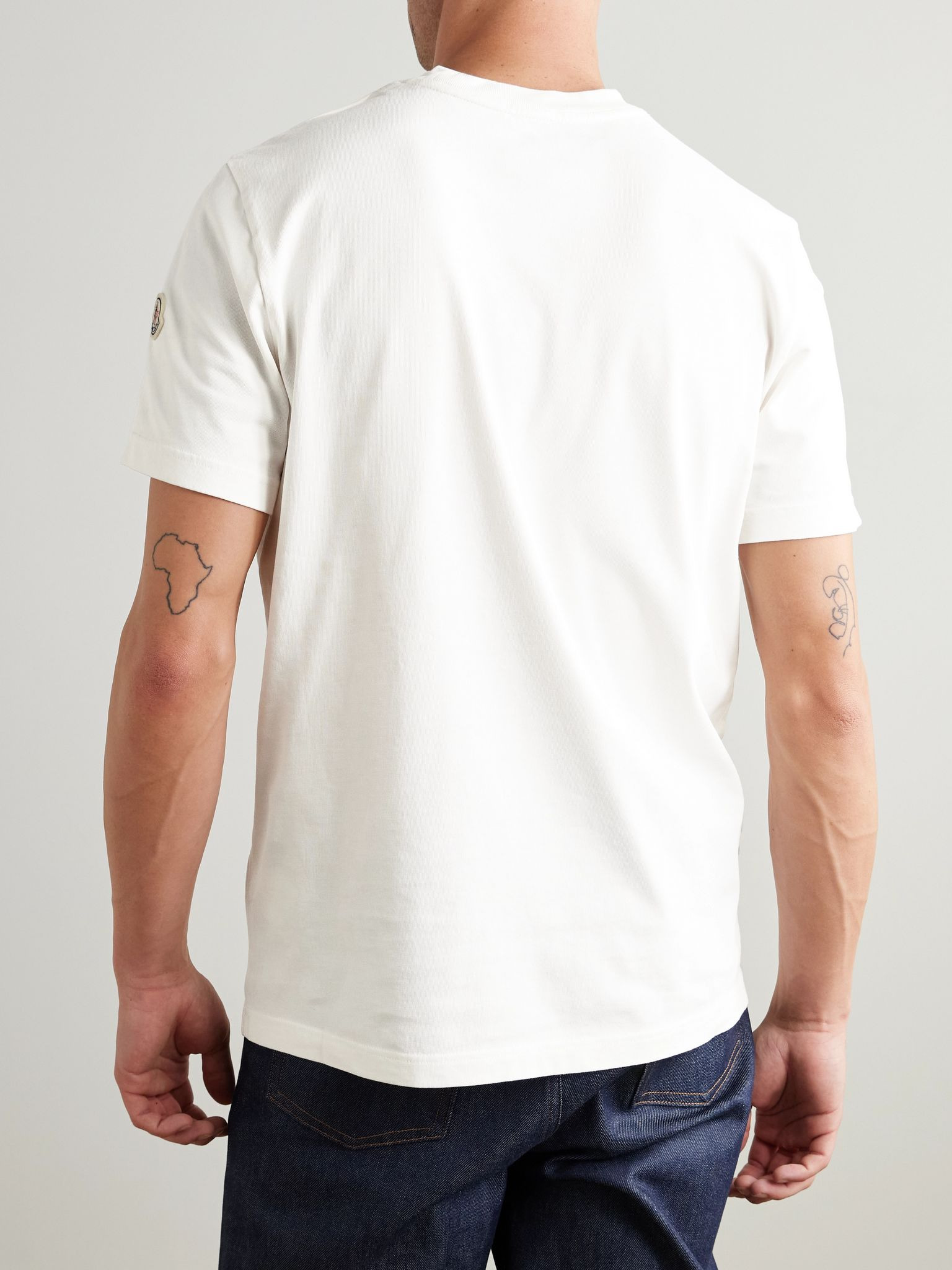 Logo-Flocked Appliquéd Cotton-Jersey T-Shirt White - 4