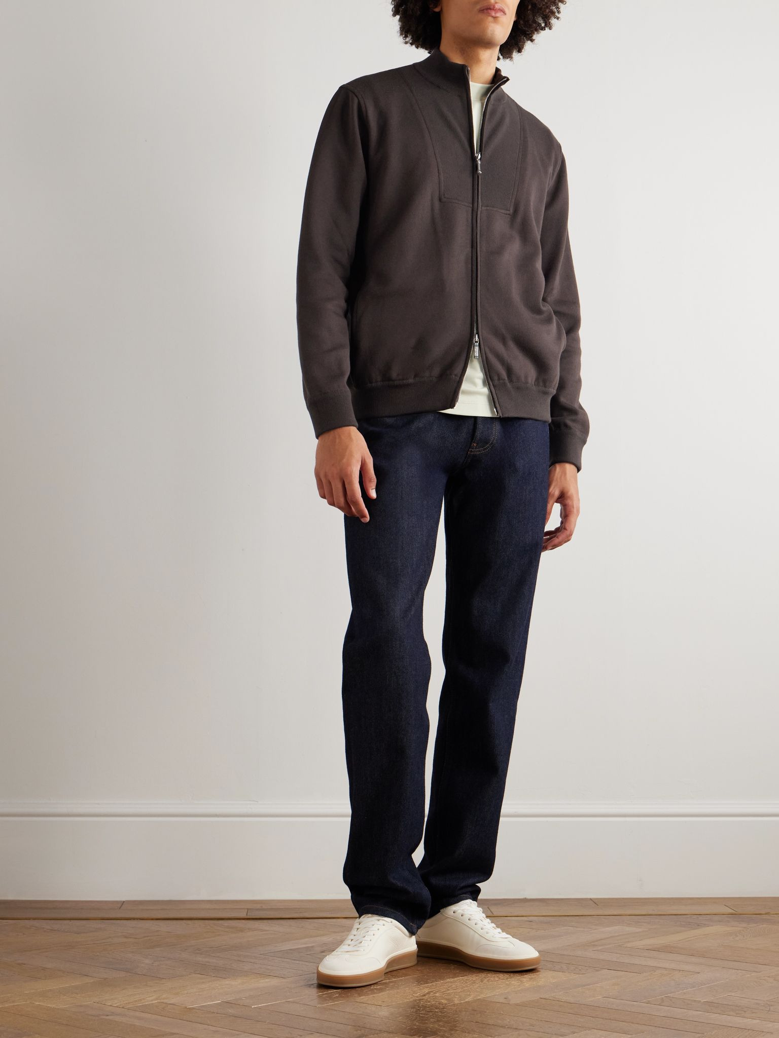 Whitney Ribbed Cotton, Silk and Cashmere-Blend Sweater Brown - 2