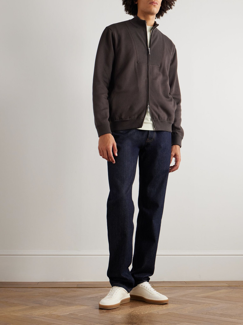 Loro Piana Whitney Ribbed Cotton, Silk and Cashmere-Blend Sweater Brown outlook