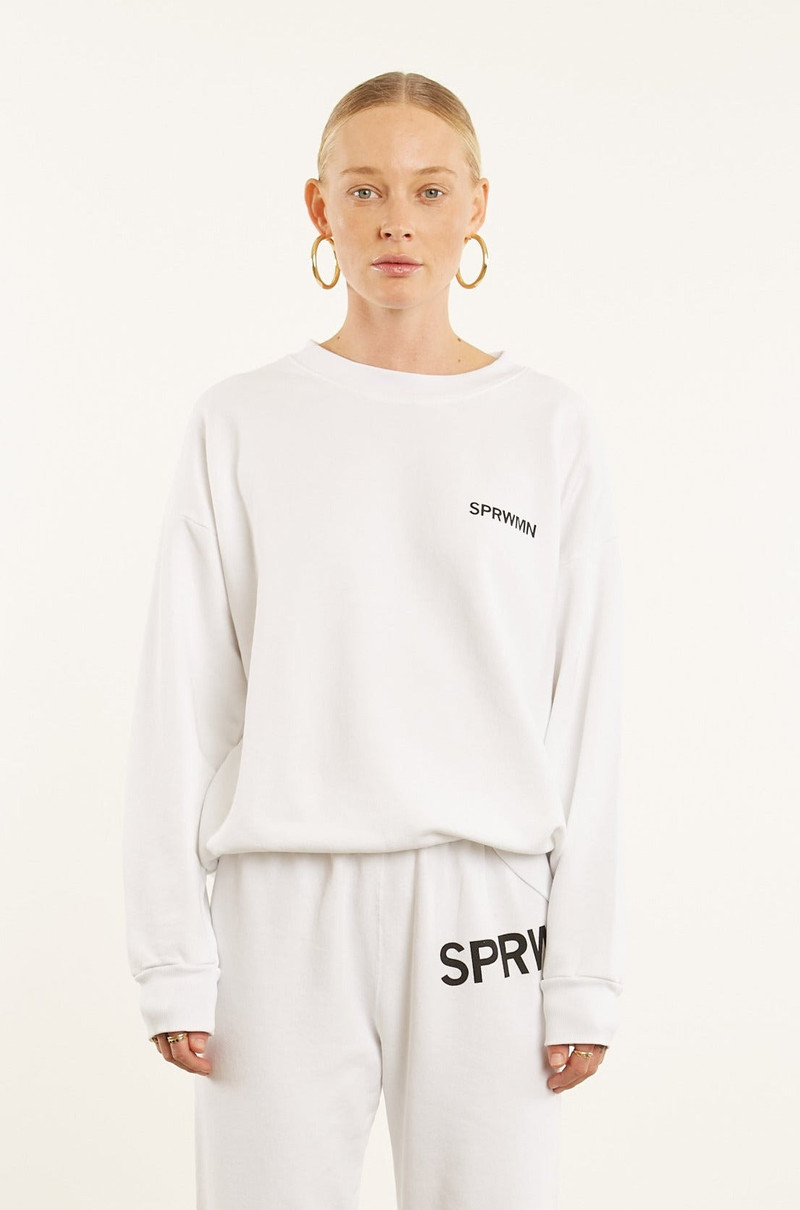 WHITE COTTON LOGO SWEATSHIRT 1