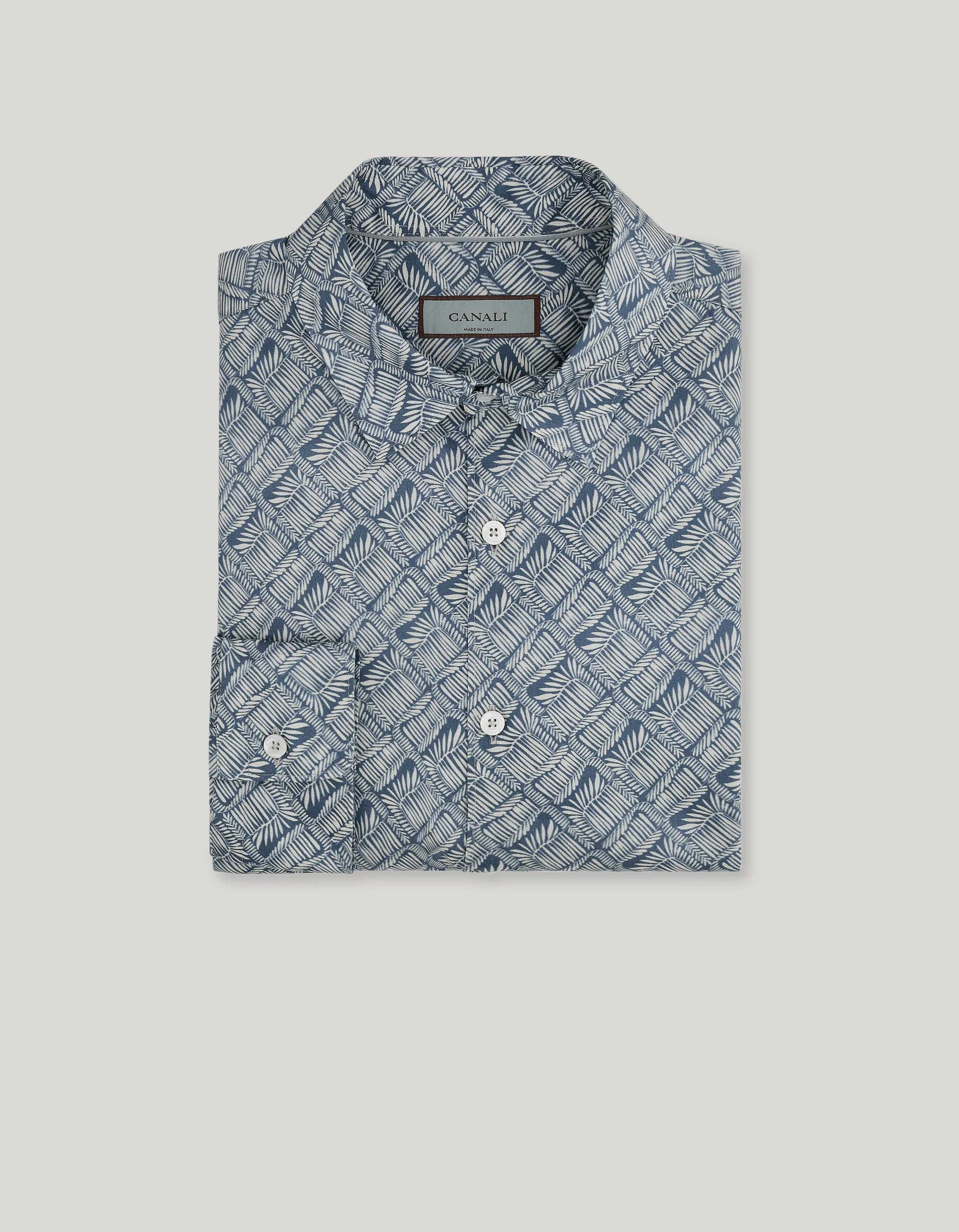 CASUAL REGULAR FIT SHIRT IN PRINTED COTTON WITH BOTANICAL PATTERN - 1