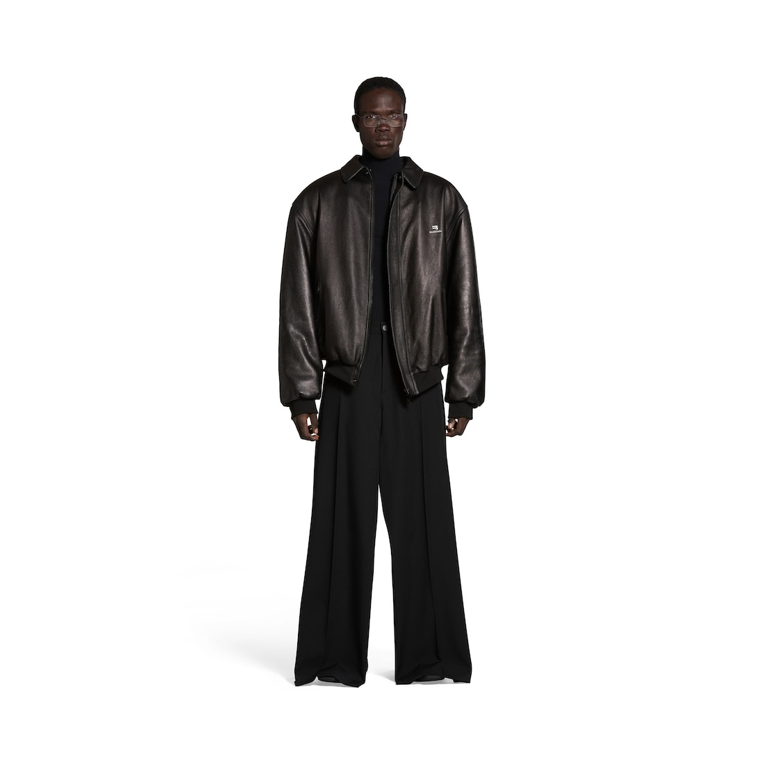 Sporty B Shearling Jacket in Black - 2