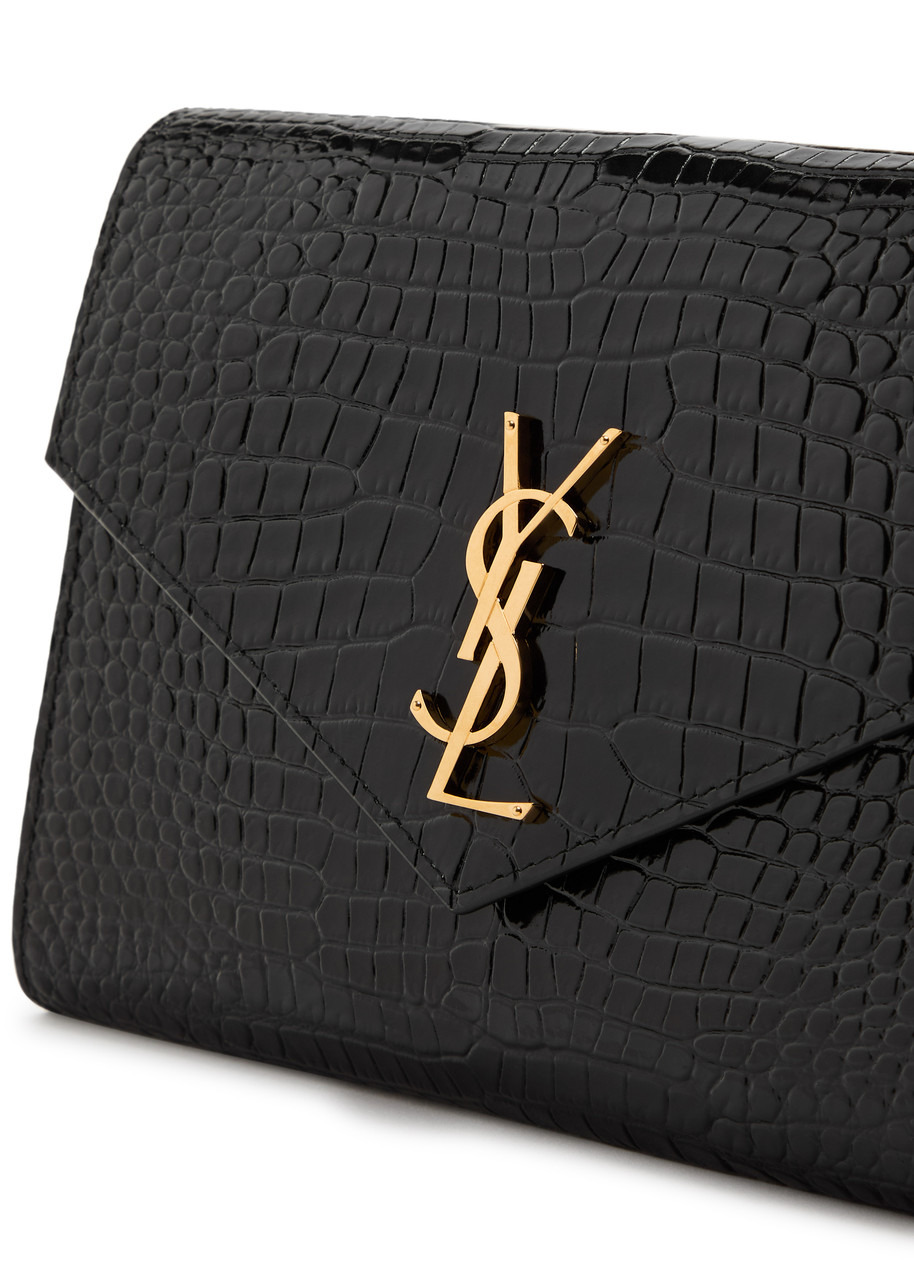 Saint Laurent Cassandre Crocodile-effect Patent Leather Pouch - 3