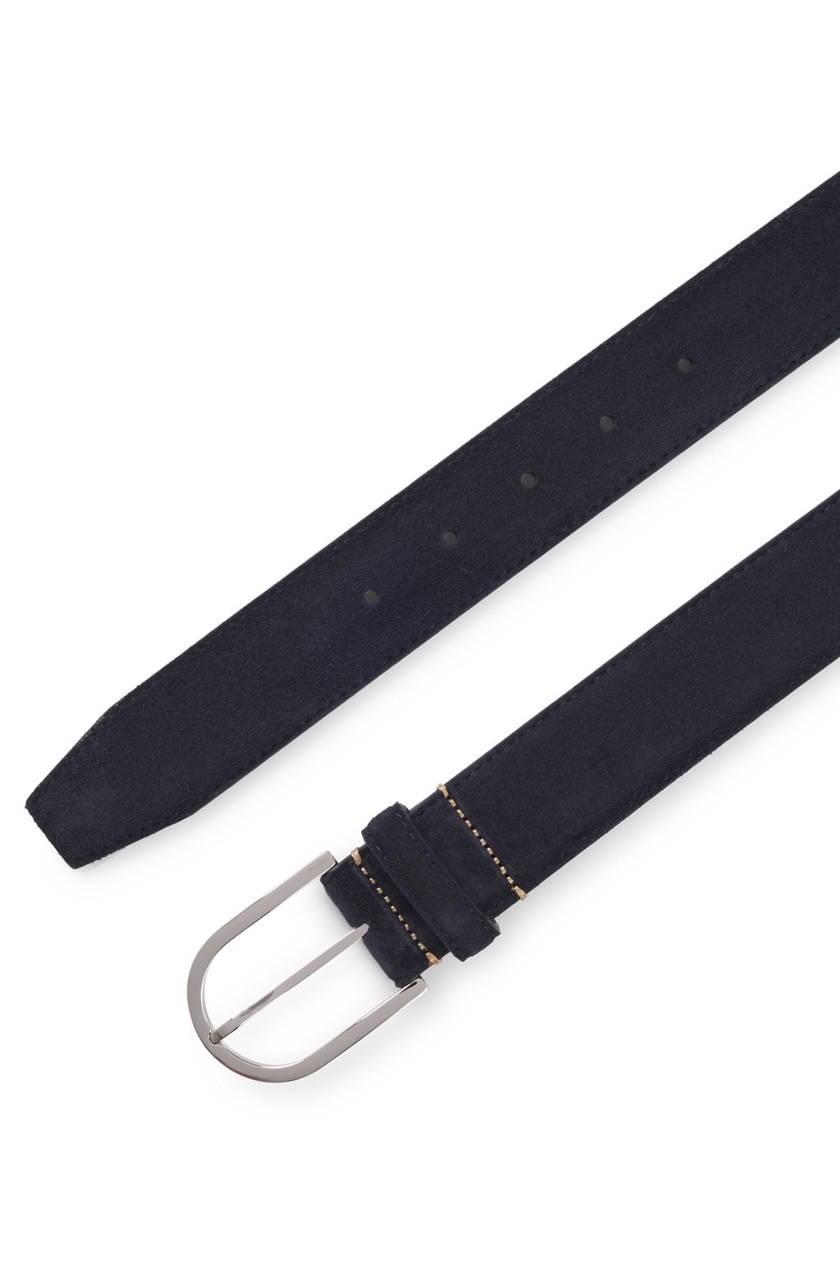 ITALIAN-SUEDE BELT WITH ROUNDED BRASS BUCKLE - 4