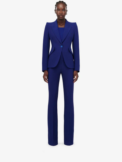 Alexander McQueen Women's High-waisted Narrow Bootcut Trousers in Electric Navy outlook