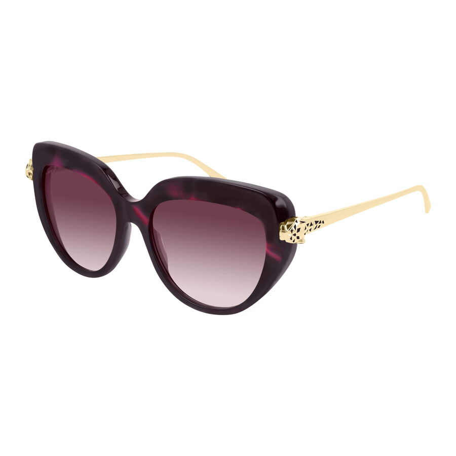 Cartier Panthere de Cartier Violet Cat Eye Ladies Sunglasses CT0214S 003 55 - 1