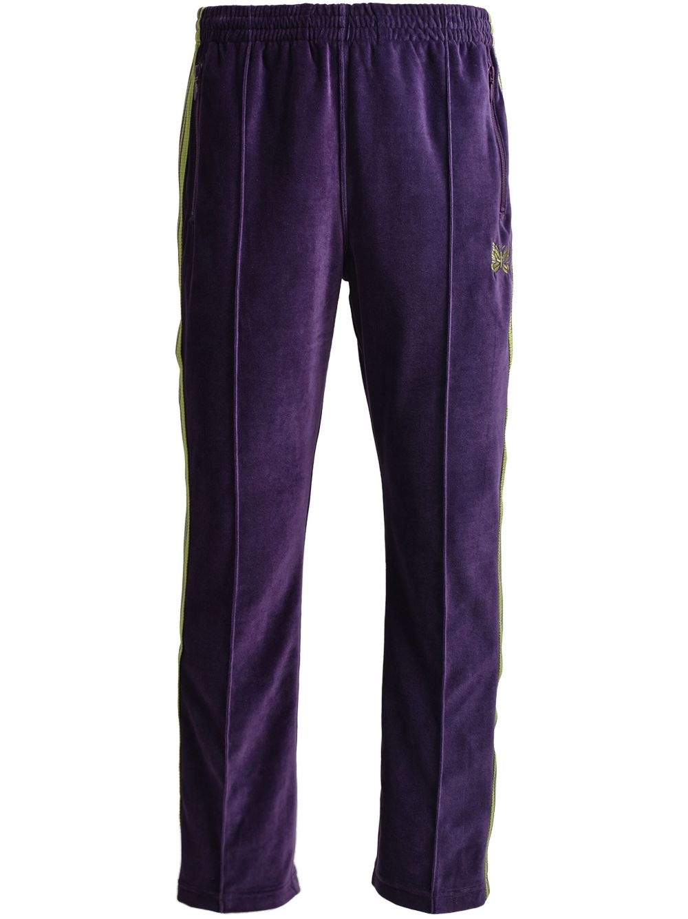 side-stripe velour track pants - 1