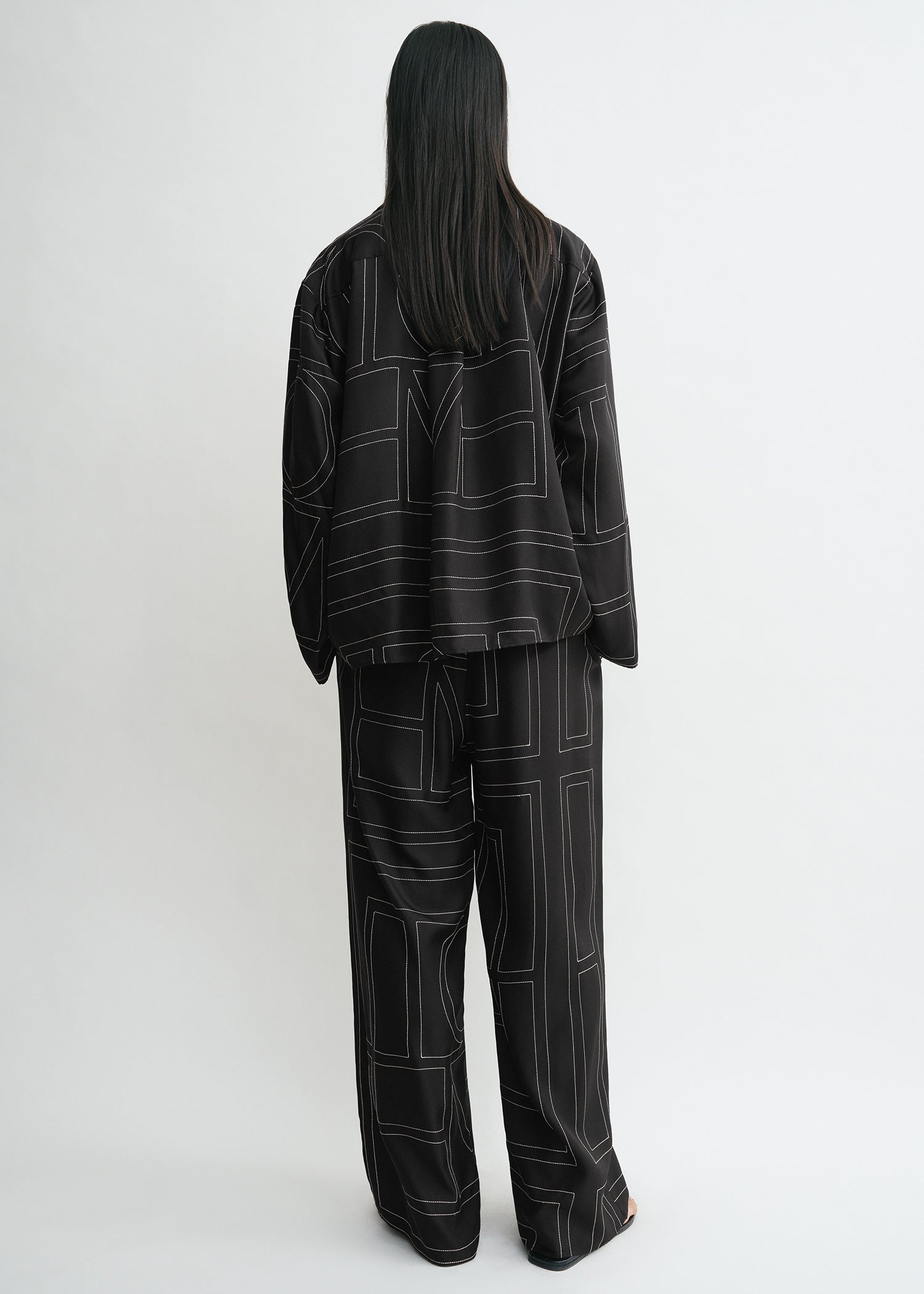 Monogram silk pj top black - 4
