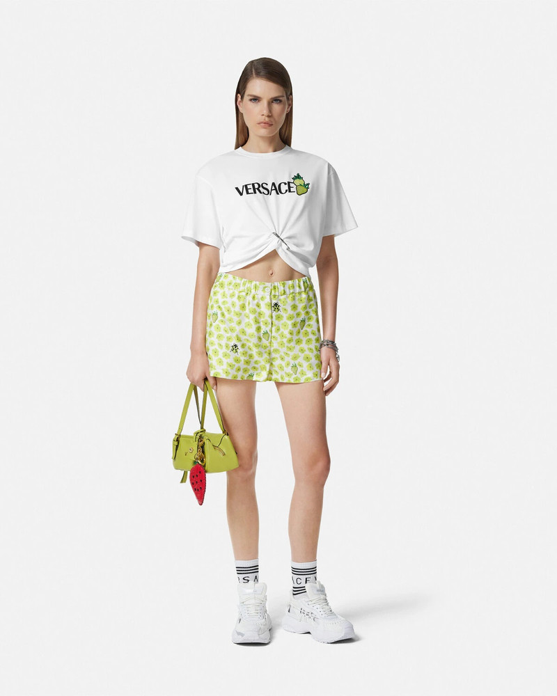 VERSACE Strawberry Garden Safety Pin Crop T-Shirt outlook
