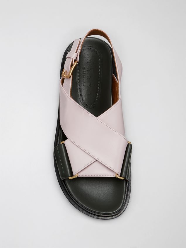 CRISS-CROSS FUSSBETT IN BLUE AND POWDER CALFSKIN - 4
