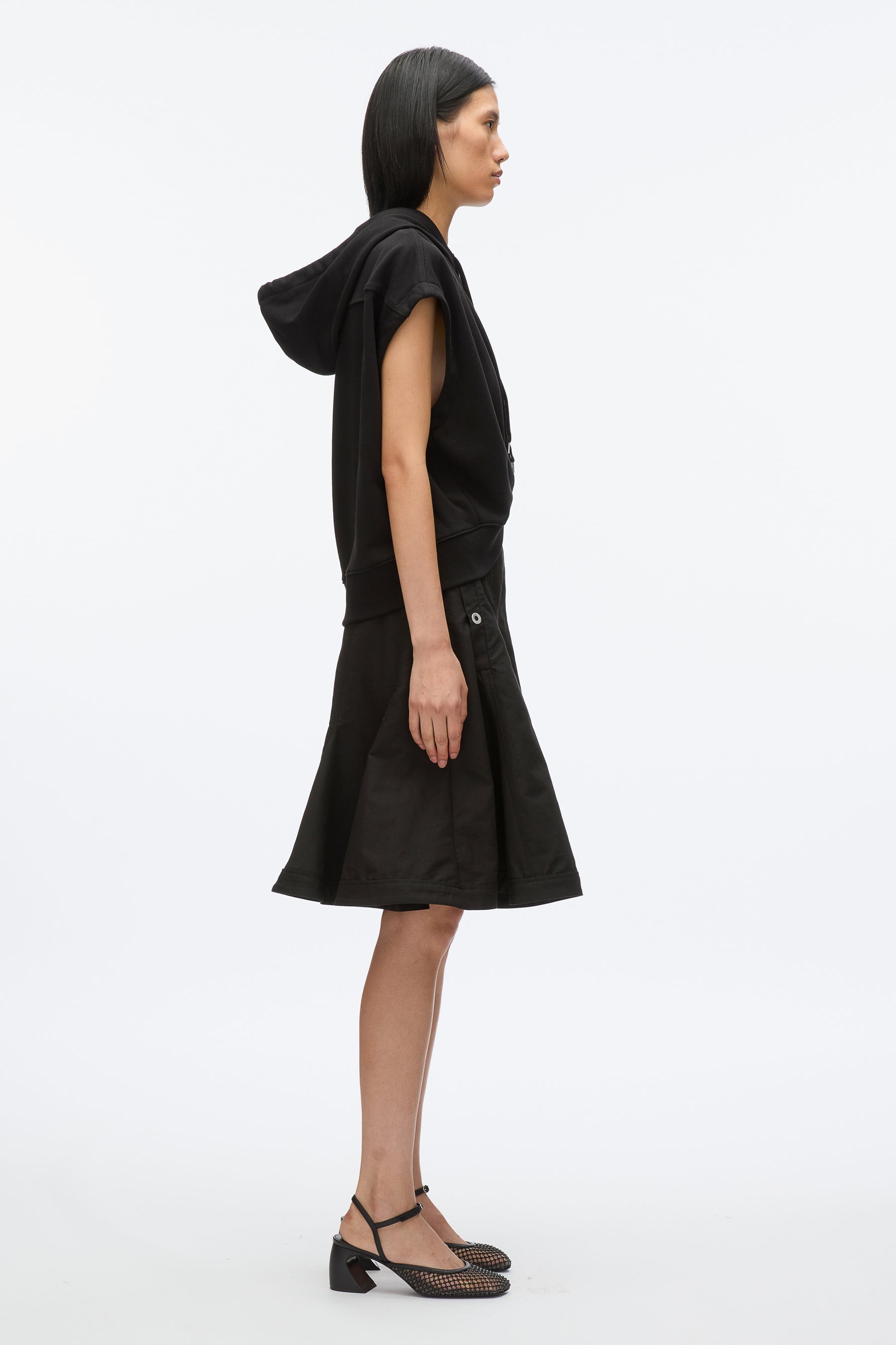 Hoodie Dress with Flounce Skirt - 3