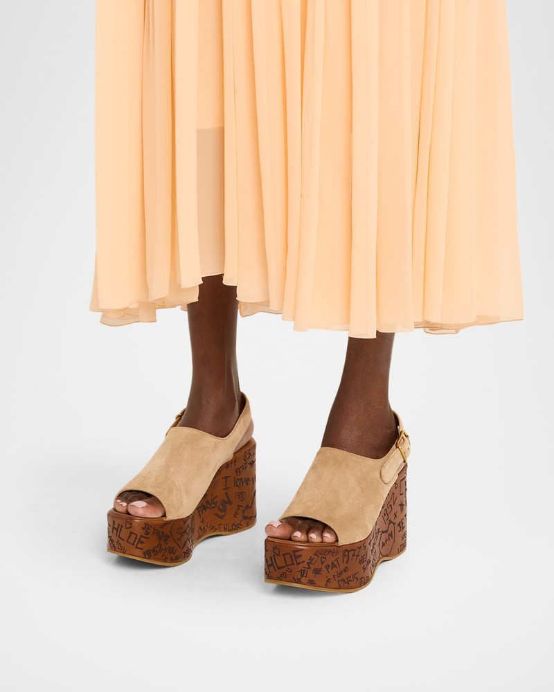 Chloé Maxime Platform Wedge Suede Sandals outlook