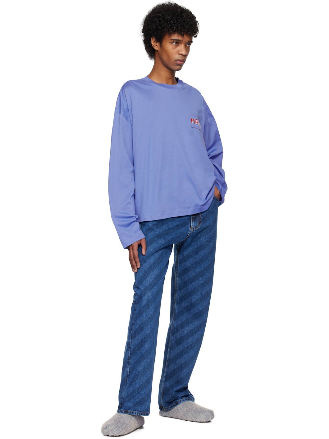 Blue Logo Patch Long Sleeve T-shirt - 4