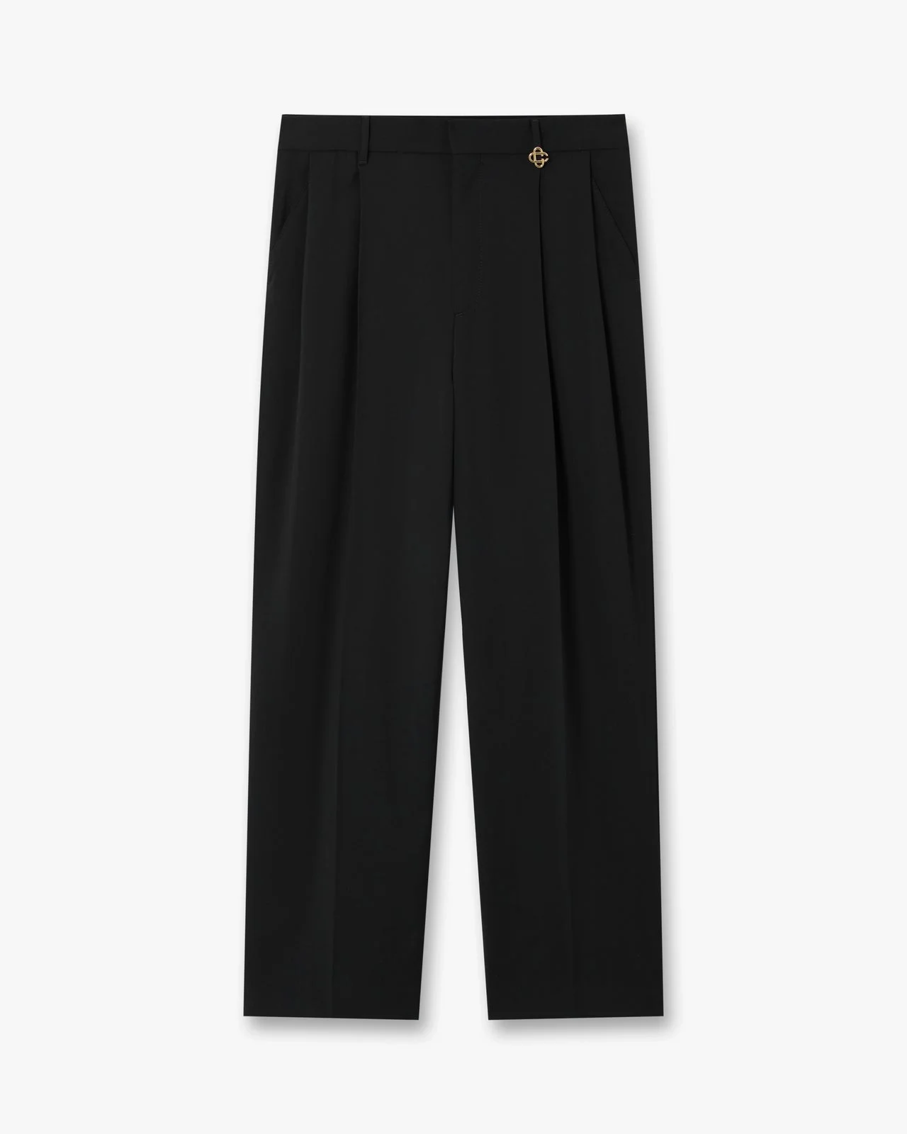 Grey Pleated Straight Leg Trousers - 1