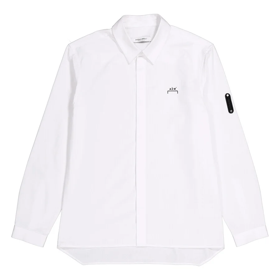 Open Box - A Cold Wall Men's White Pawson Long-Sleeve Cotton Shirt, Brand Size 48 (US Size 38) - 1