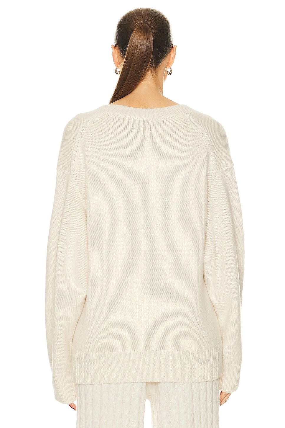 V Neck Wool Cashmere Knit Sweater - 3