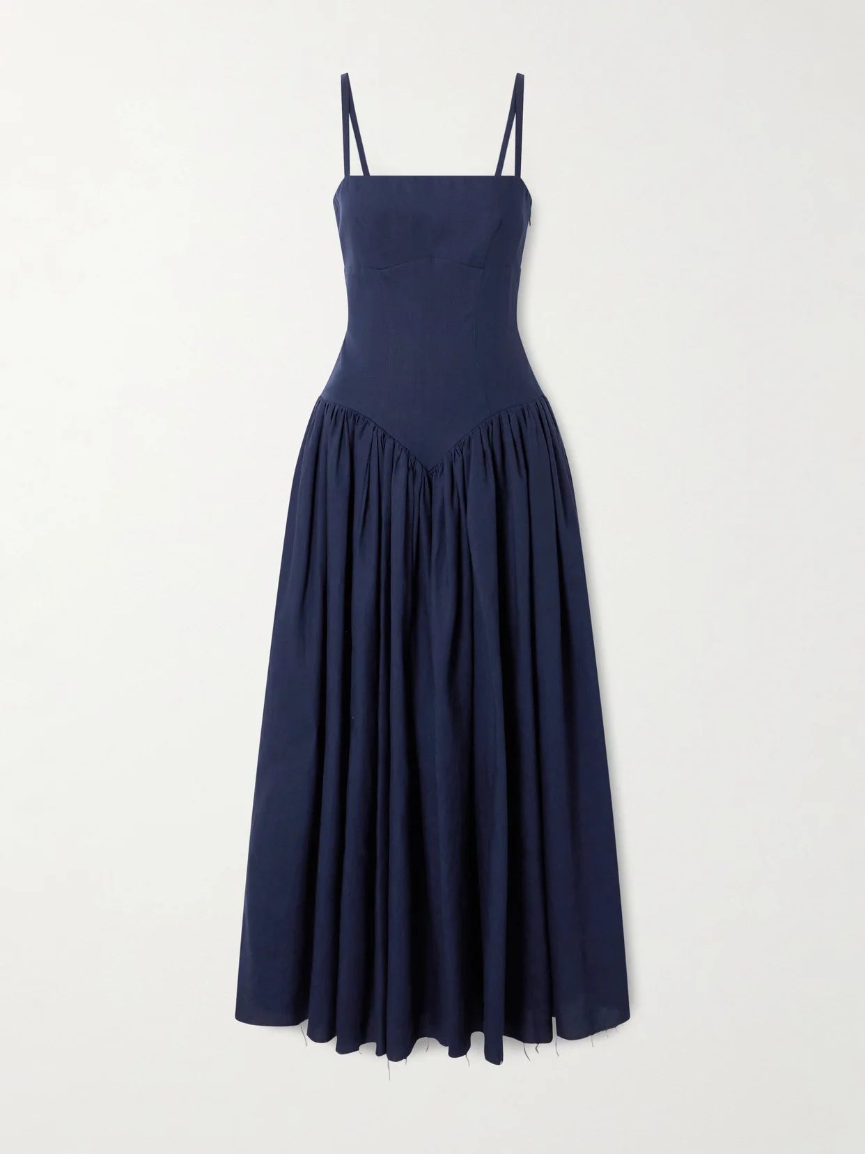 Oriana Gathered Linen Midi Dress - 1