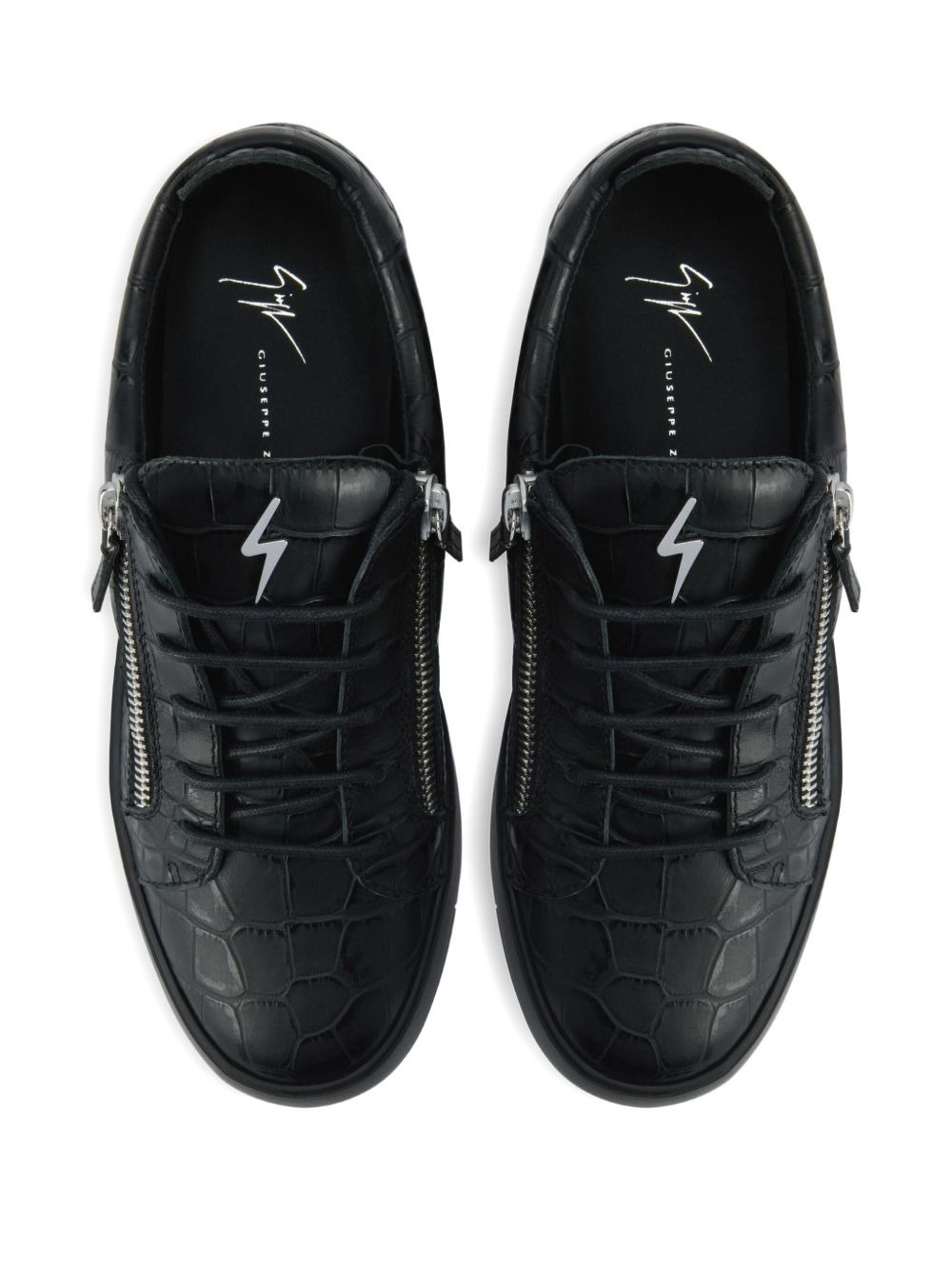 Frankie crocodile-effect zip trainers - 4