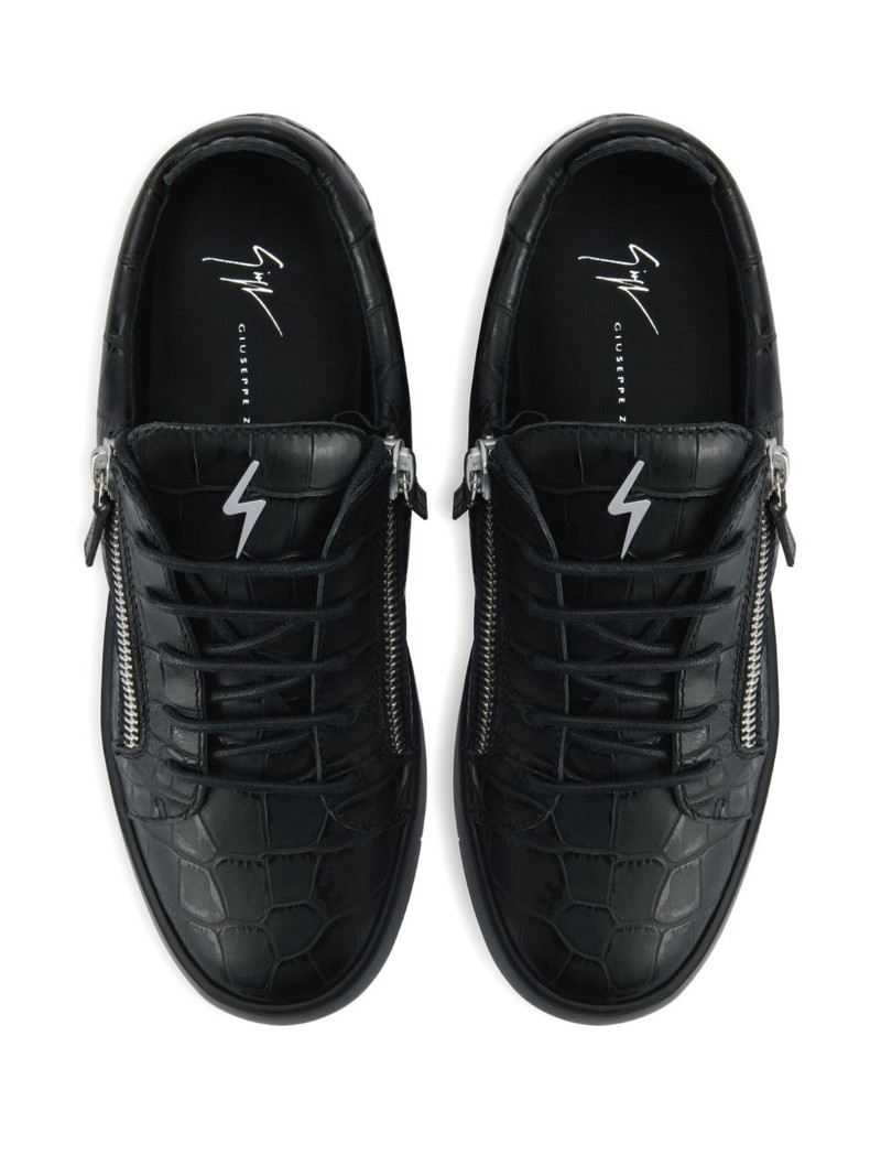 Frankie crocodile-effect zip trainers 4