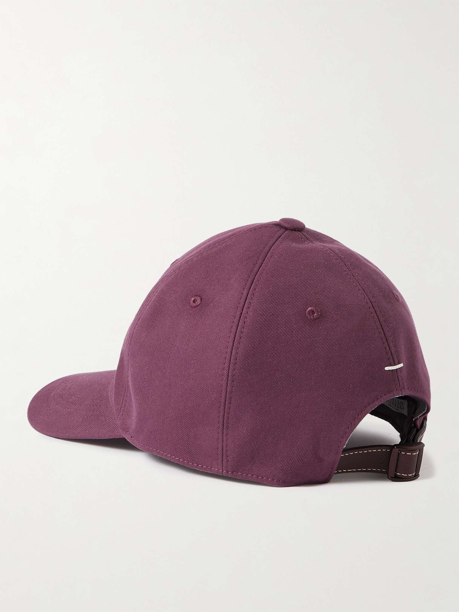 Logo-Embroidered Leather-Trimmed Cotton-Twill Baseball Cap - 3
