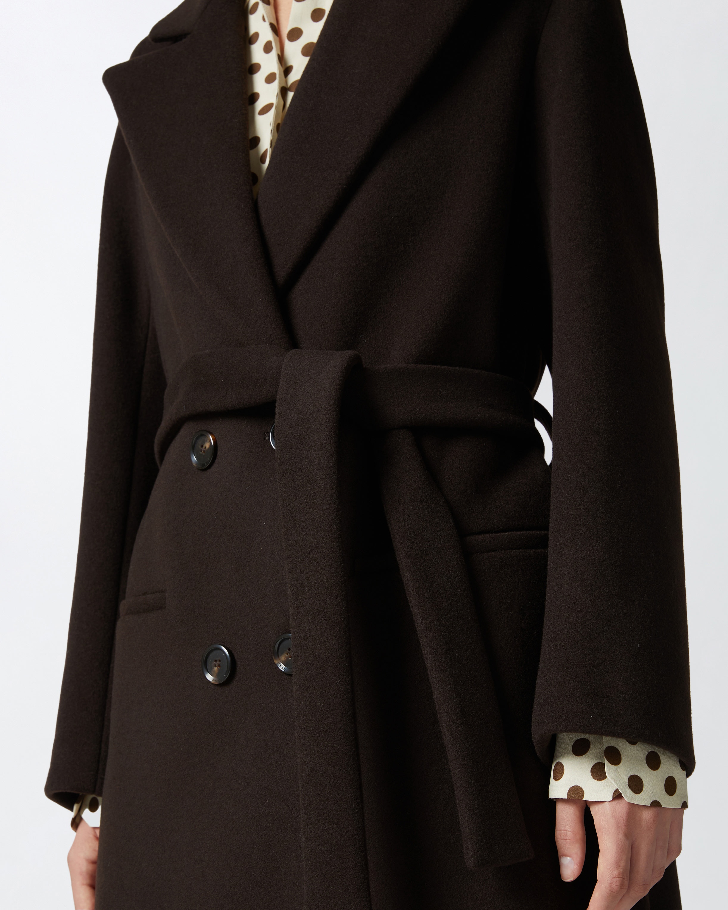 LONG DOUBLE-BREASTED COAT WITH MATCHING BELT - 5