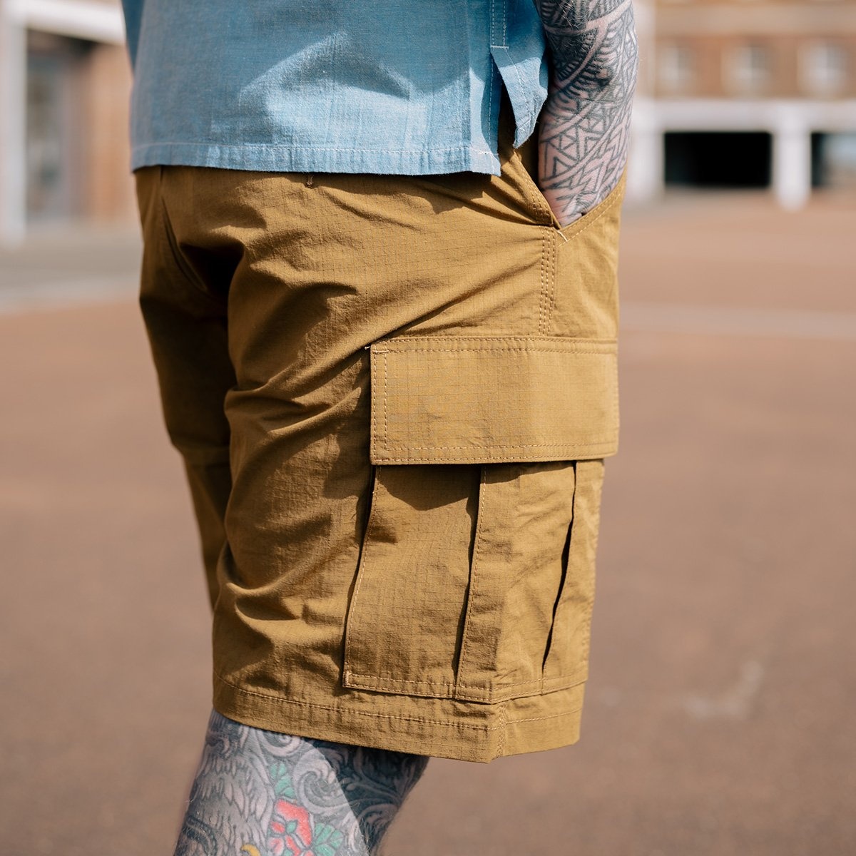 IH-736-BRN Ripstop Cargo Shorts - Brown - 3